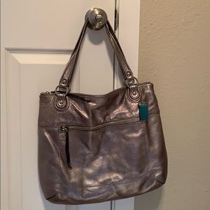Coach Poppy Glam Metallic Tote